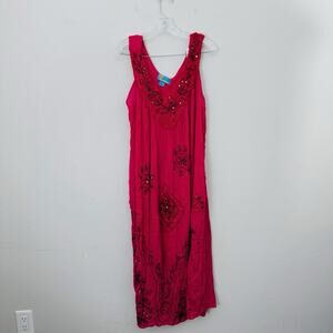 Sunflower Red Sleeveless Embroidered Dress Women’s One Size
